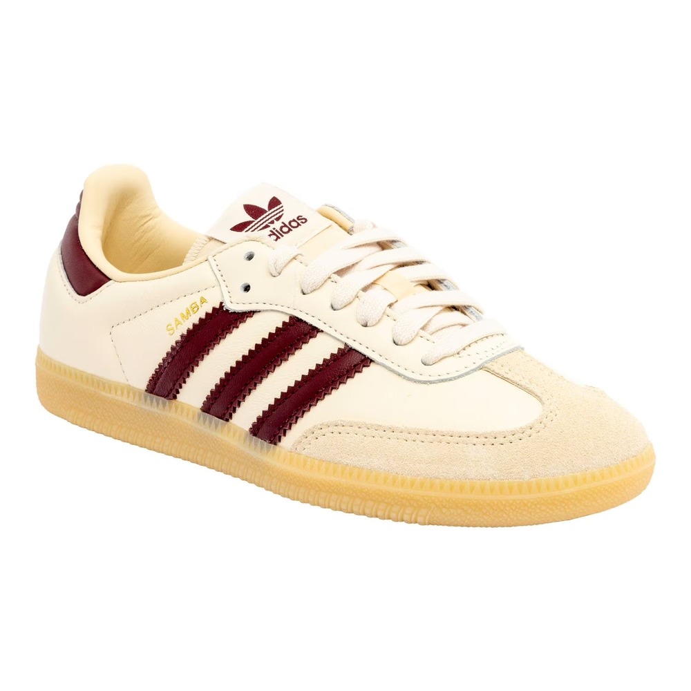 Adidas Samba OG Sneaker Mens Size 8 Cream Burgundy Leather Low Top ID0477